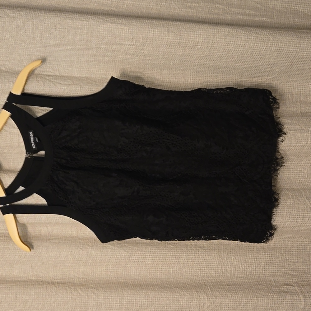 Express Black Lace Halter Top M